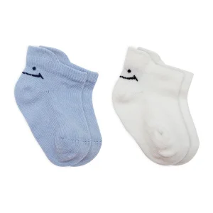 Bistyle Sneakers Smile Penye Çorap, 2'li, Mavi, Ekru