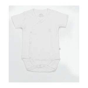 Bistyle Organik Natural Basic Style Yarım Kol Kruvaze Badi, Beyaz