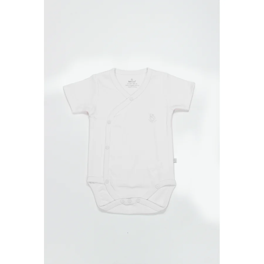 Bistyle Organik Natural Basic Style Kruvaze Yarım Kol Body, Beyaz