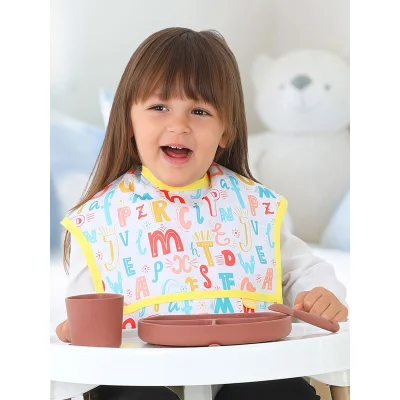 BabyJem Baskılı BLW Kolsuz Önlük, Harf Desen