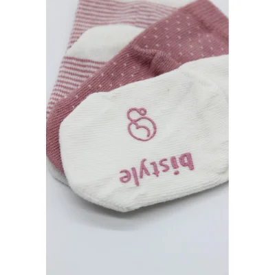 Bistyle Puanlı Kaymaz Penye Soket Çorap, 3'lü, Pudra