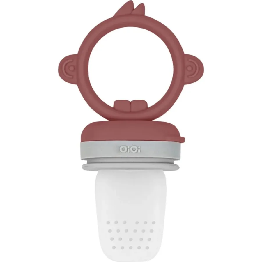 OiOi Silikon Püre Meyve Sebze Emziği, Velvet Rose/Powder Gray