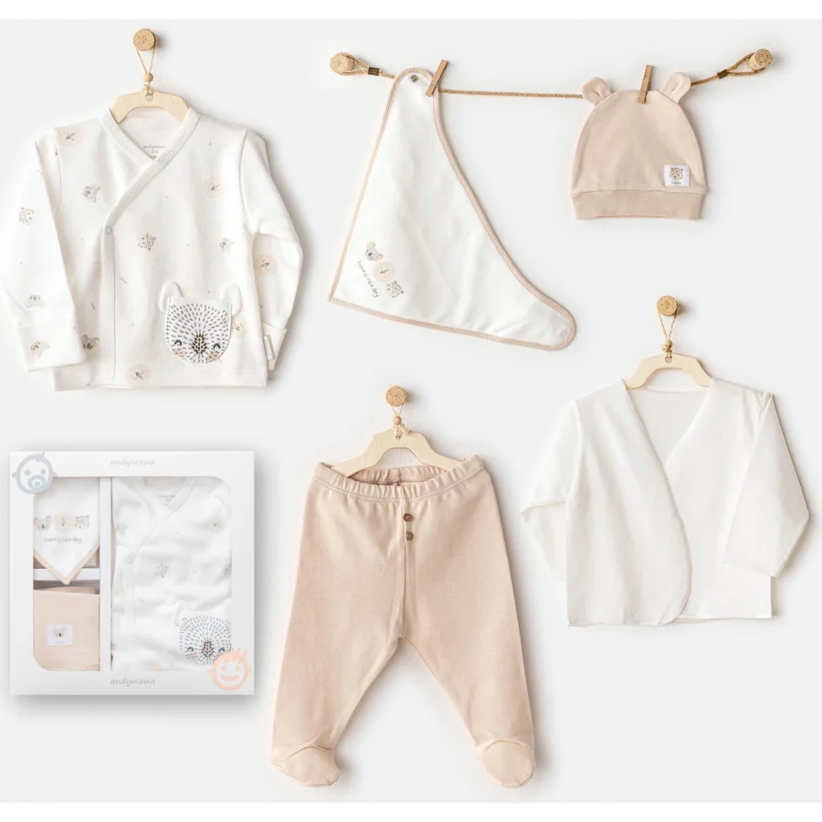 Andywawa AC25850 Happy Animals 5'Li Hastane Çıkışı Ekru