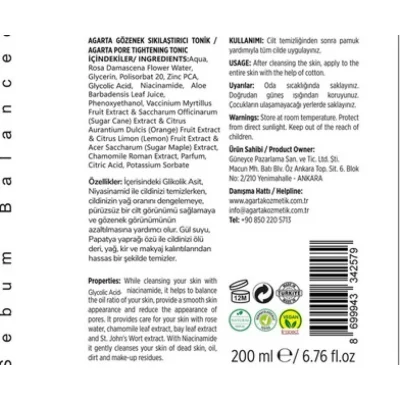 Agarta Gözenek Sıkılaştırıcı Tonik, 200 ml
