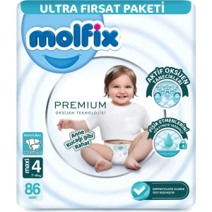 Molfix Premium Bebek Bezi Ultra Fırsat Paketi, 4 Beden, 86 Adet