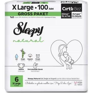 Sleepy Natural Bebek Bezi Gross Paket, 6 Beden, 100 Adet