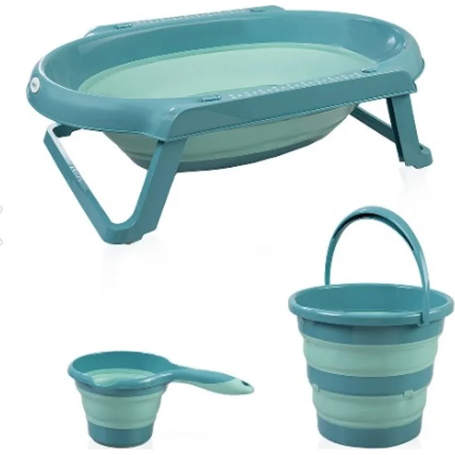 BabyJem Katlanır Banyo 3'Lü Küvet Seti 765 Turkuaz