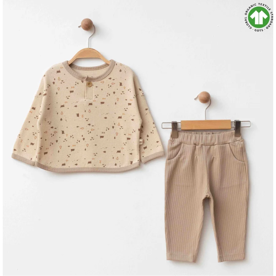 Eslenza Organik Waffle 2'li Takım, Bej