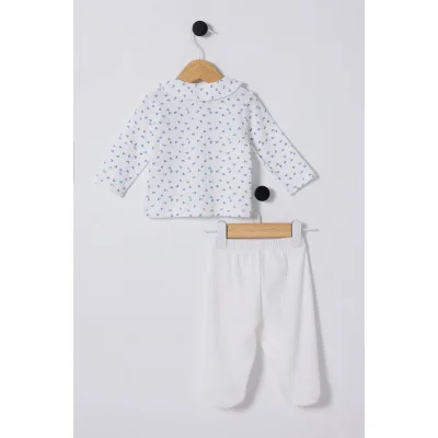 U.S Polo Bebek Takım USB2433 Beyaz-Mavi, 2'li, Mavi