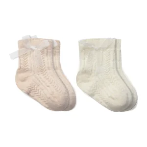 Bistyle Fiyonklu Penye Soket Çorap, 2'li, Somon