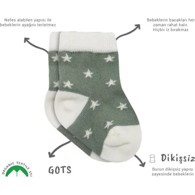 Bistyle Penye Cute Stars Soket Çorap, 3'lü, Nil