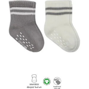 Bistyle 2li Çemberli Kaymaz Soket Çorap 10125 Gri Ekru