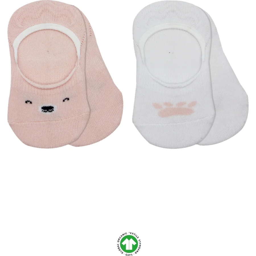 Bistyle 2'li Babet Cute Face Penye Çorap 30103 Pembe-Beyaz, Beyaz