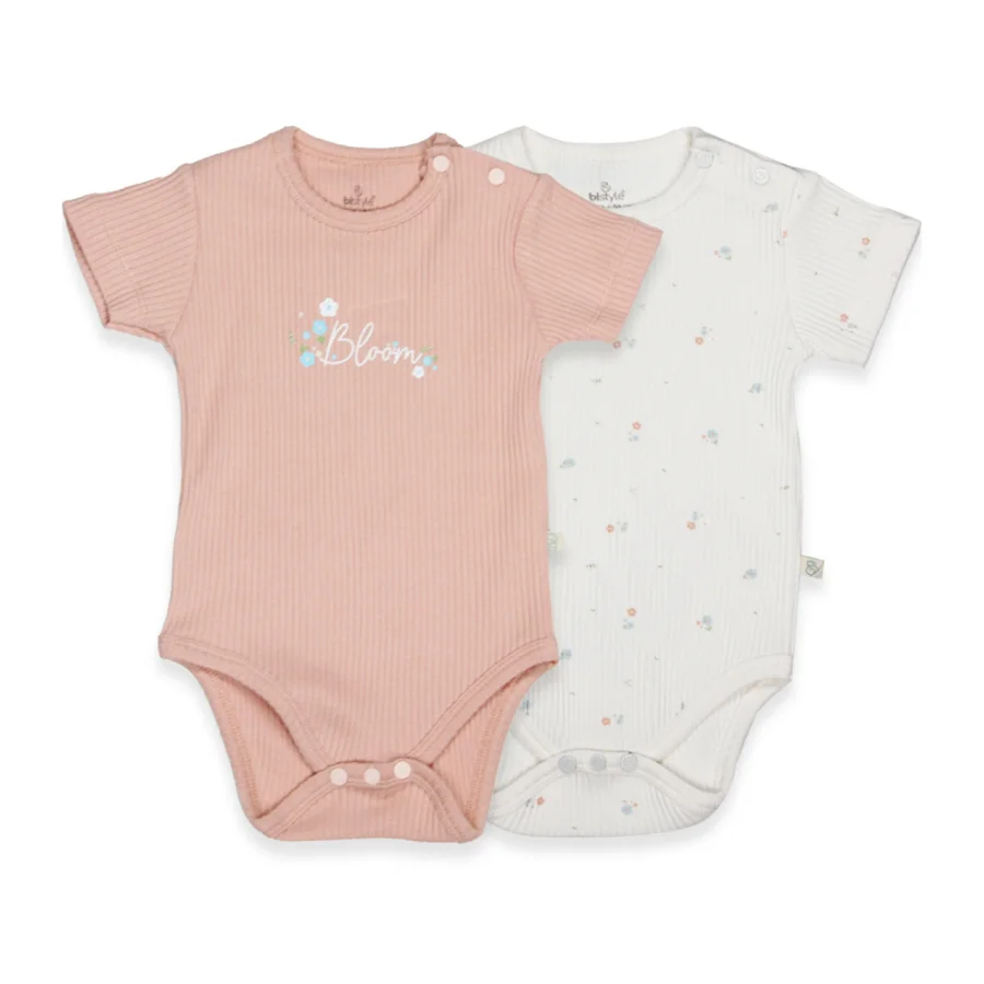Bistyle Flying Bloom White Yarım Kol Badi, 2'li, Ekru, Gül Kurusu