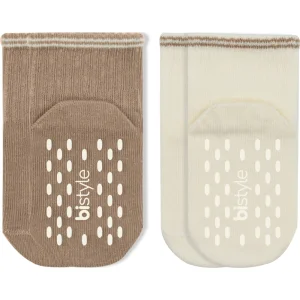 Bistyle Çemberli Basic Penye Kaymaz Soket Çorap, 2'li, Kahve
