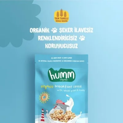 Humm Organik Tam Tahıllı ve Ballı Kahvaltılık Gevrek, 80 g