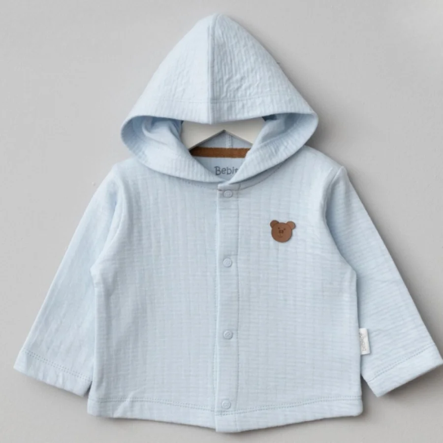 Bebitof Kapüşonlu Bebek Hırka 80153 Koyu, Mavi