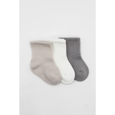 Bistyle Elephant Boy Penye Soket Çorap, 3'lü, Gri