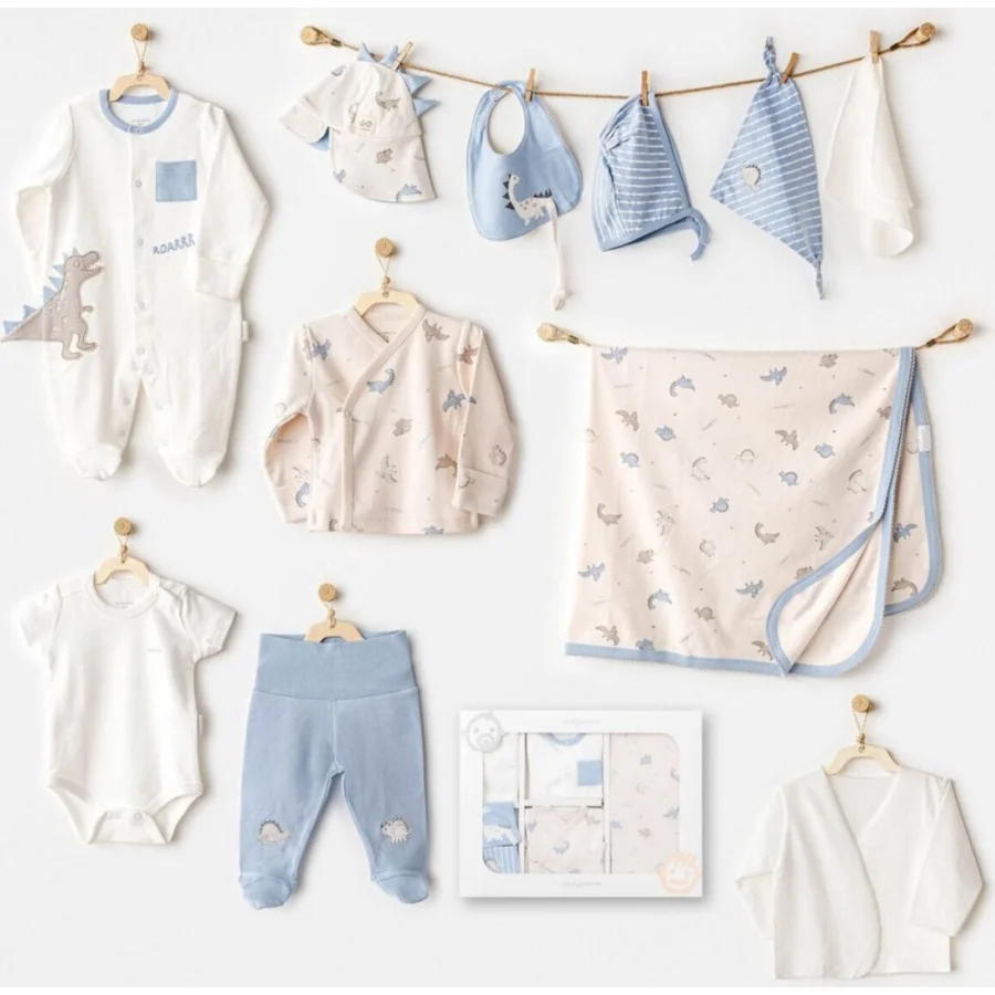 Andywawa AC25911 Newborn Set Dino 10'Lu Hastane Çıkışı Beige