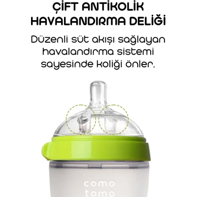 Comotomo Antikolik Silikon Biberon 150 ml 0-3 Ay Yeşil