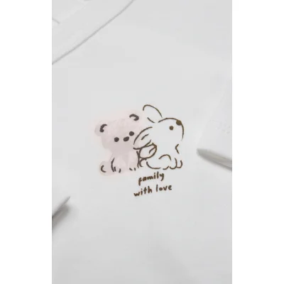 Bistyle Kruvaze Body Uzun Kol Love You Family Pudra