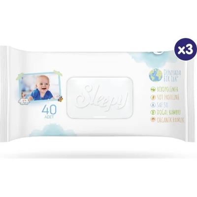 Sleepy Bio Natural Islak Havlu Mendil, 120 Yaprak