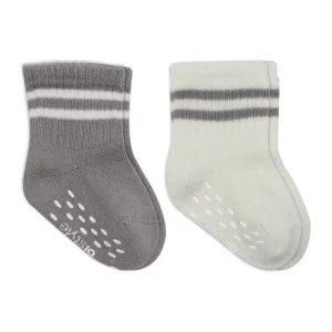 Bistyle Çemberli Kaymaz Soket Çorap, 2'li, Gri, Ekru