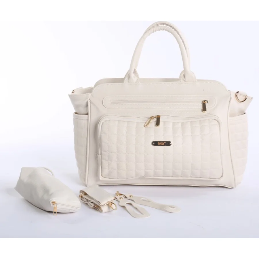 M&Y Juno Deri Anne Bebek Bakım Çantası, Krem