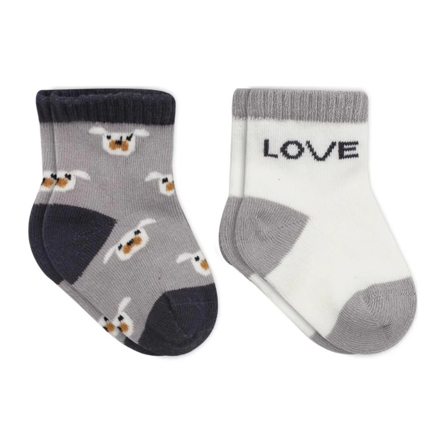 Bistyle Love Dog Penye Soket Çorap, 2'li, Gri