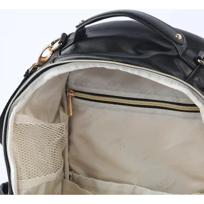 M&Y Oeste Deri Anne Bebek Bakım Sırt Çantası, Siyah