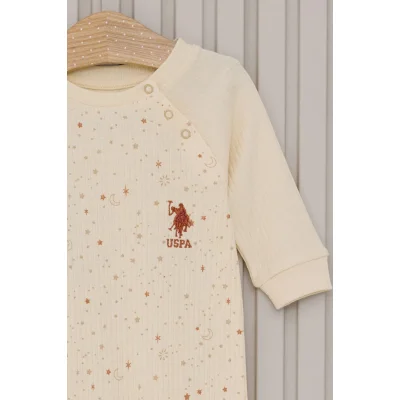 U.S.Polo Kız Bebek Uzun Kol Patiksiz Tulum, Krem