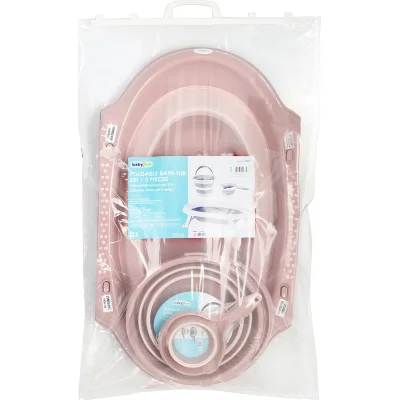 BabyJem Katlanır Banyo Küvet Seti, 3'lü, Somon