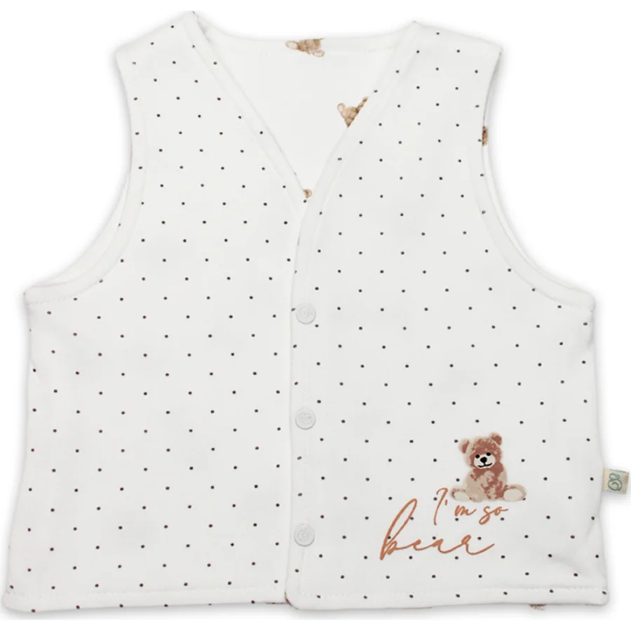 Bistyle I Am So Bear Çift Taraflı Bebe Yelek, Bej, Ekru