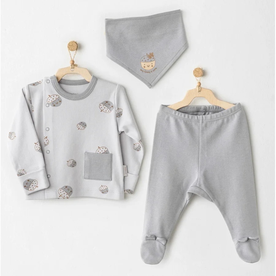 Andywawa AC26103 Hello Autumn 3'lü Zıbın Takım Grey