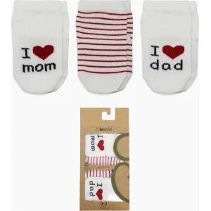 Bistyle Mom Dad Penye Soket Çorap, 3'lü, Ekru