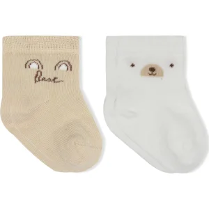 Bistyle So Bear Penye Soket Çorap, 2'li, Bej, Ekru