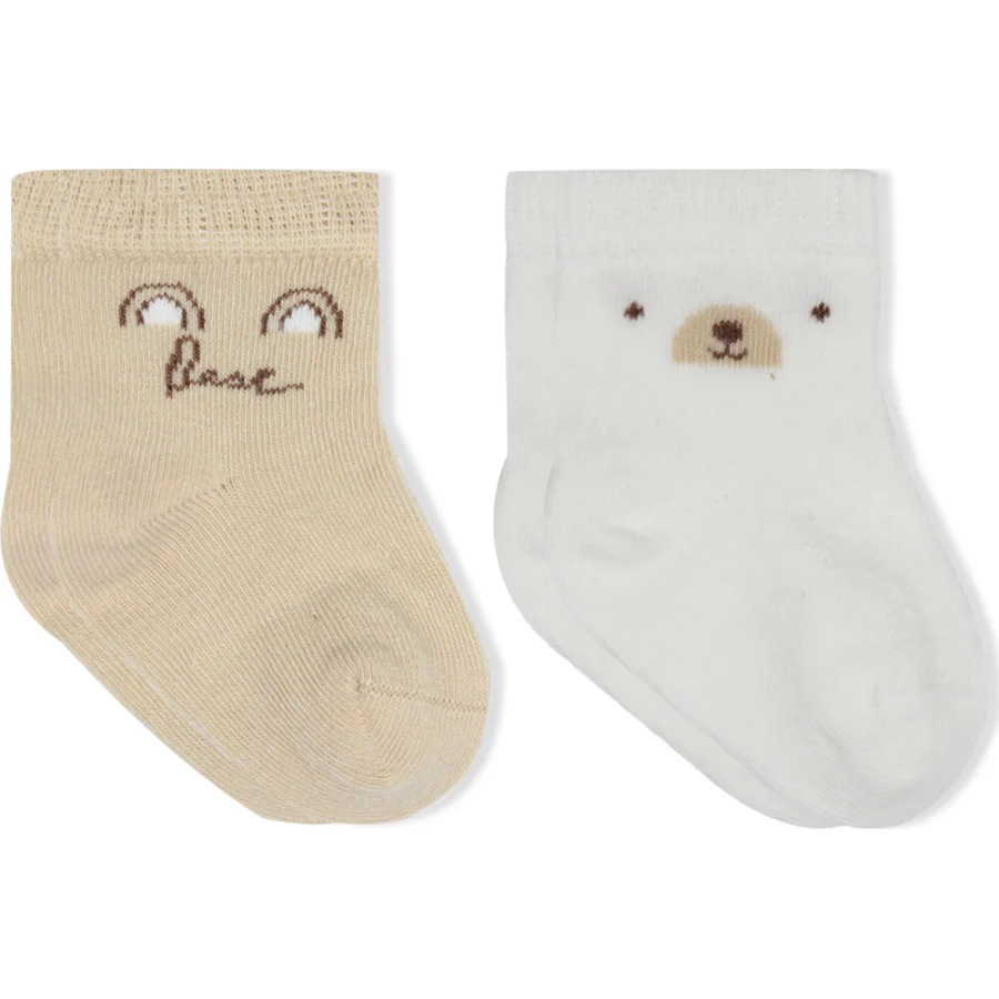 Bistyle So Bear Penye Soket Çorap, 2'li, Bej, Ekru