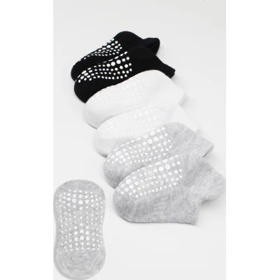 Bistyle Sneakers Kaymaz Penye Çorap, 6'lı, Gri, Beyaz, Siyah