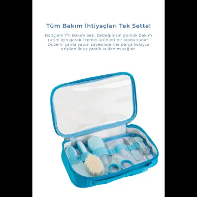 BabyJem Bebek Bakım Seti, Mavi, 7'li