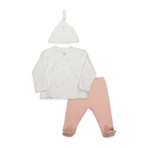 Bistyle Bloom White Zıbın Takım, 3'lü, Ekru, Gül Kurusu