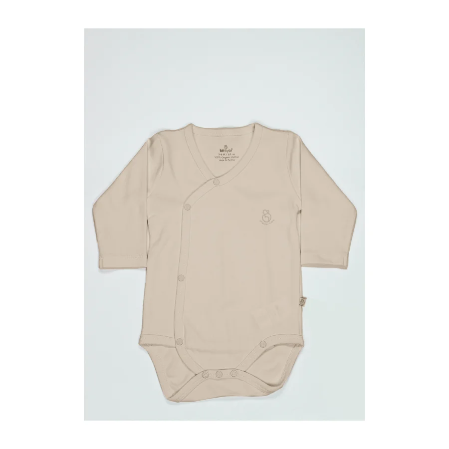 Bistyle Organik Natural Basic Style Uzun Kol Kruvaze Badi, Bej