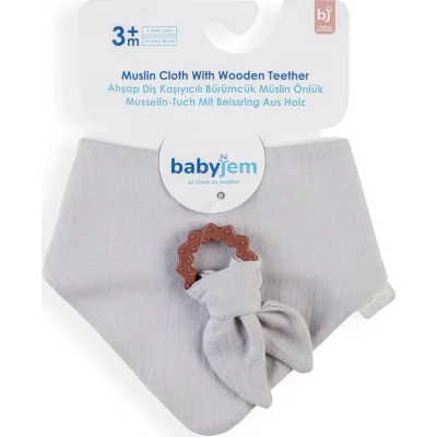 BabyJem Silikon Diş Kaşıyıcılı Müslin Önlük, Gri