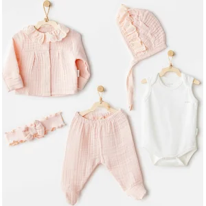 Andywawa Natural Gift Müslin Hastane Çıkışı, 5 Parça, Salmon