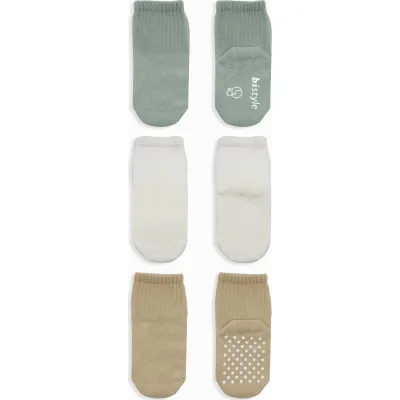 Bistyle Basic Kaymaz Penye Soket Çorap, 3'lü, Nil, Ekru, Bej