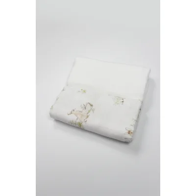 Bistyle 2li Müslin Battaniye Family Rabbit Kutulu 70144 75x75cm Beyaz