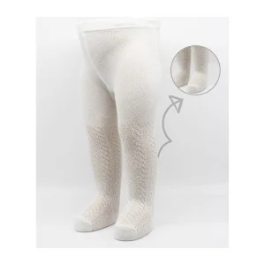 Bistyle Zikzak Kabartma Penye Külotlu Çorap, Tekli, Ekru