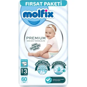 Molfix Premium Bebek Bezi Fırsat Paketi, 3 Beden, 60 Adet