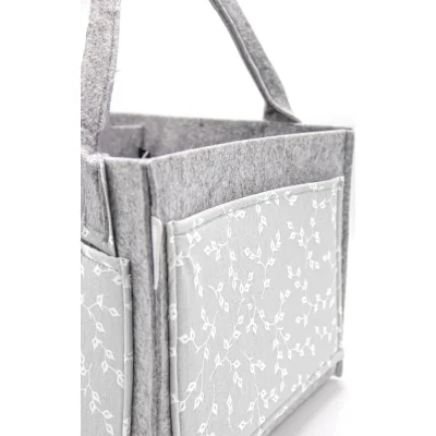 BabyJem Keçe Anne Bebek Bakım Çantası 772 Gri Çiçek