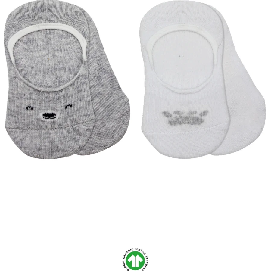 Bistyle Babet Cute Face Penye Çorap, 2'li, Gri, Beyaz
