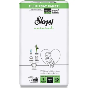 Sleepy Natural Bebek Bezi 2'Li Fırsat Paketi 7 Beden 40 Adet